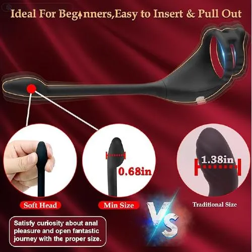 3 In 1 Male Sex Toy Anal Plug Vibrating Cock Ring