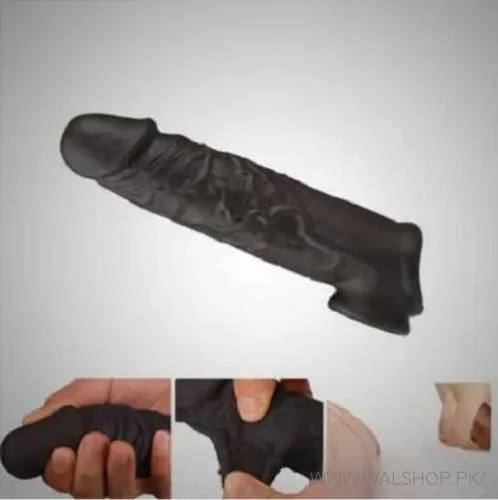 Black Silicone Uncut Cock Penis Condom