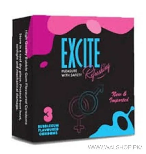 Excite Refreshing Condom Bubble Gum Flavor - 3 Pieces